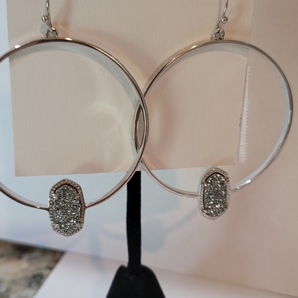 3 NWT Kendra Scott Platinum Drusy Silver Jewelry Pieces Kendra Scott Set Sparkly - Picture 6 of 10